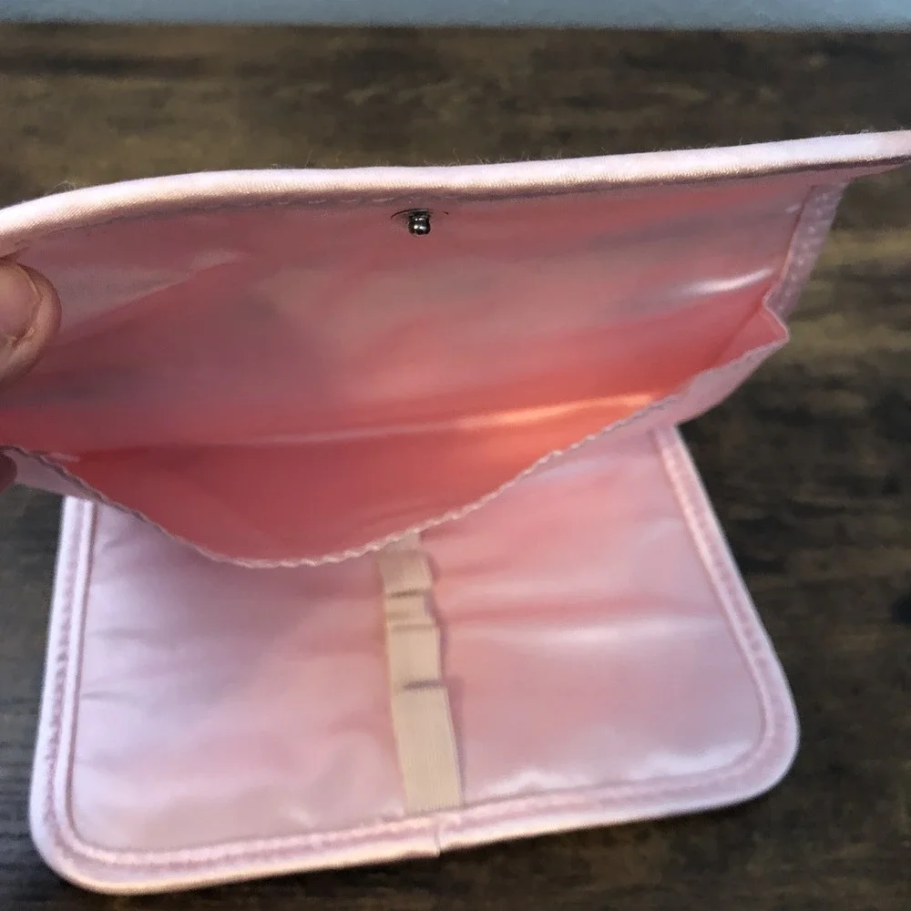 Mally Cosmetic Makeup Bag‎ Pink Grey Striped Sequins Barbie Datenight